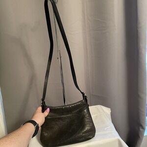 Vintage COACH 6807 Black Hudson Small Zip Pebbled Leather Shoulder Bag Crossbody